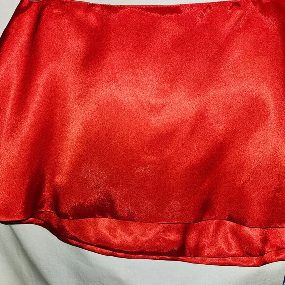 NWT S A-Line RETRO ROCKABILLY MICRO Mini Skirt RED SILK - Picture 3 of 14